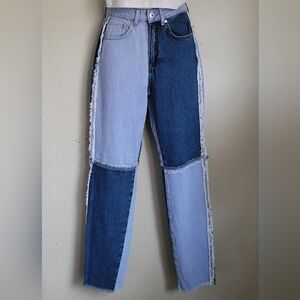 RAGGED JEANS Chic Two-Tone Straight Leg Jeans